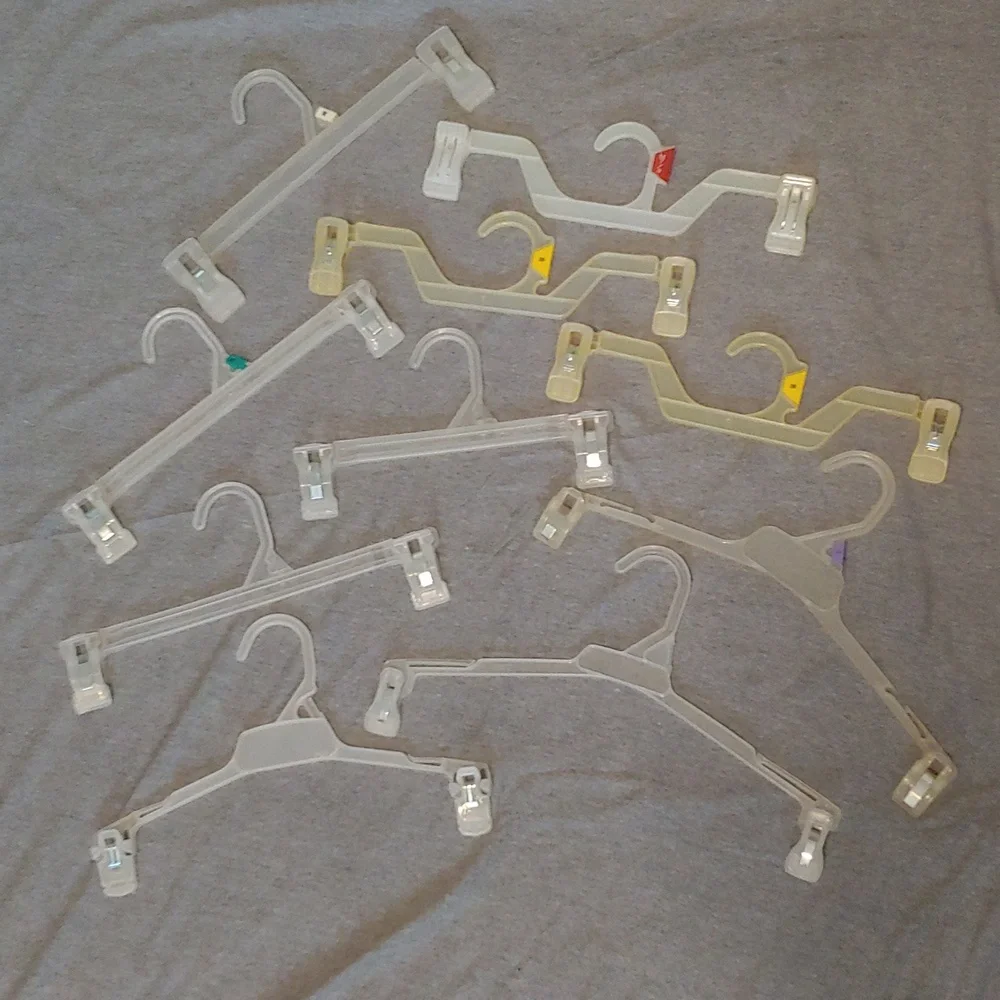 10 Clear Plastic Hangers with Clips